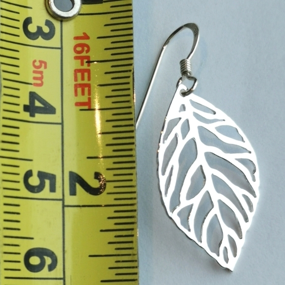Sterling Silver Leaf Cutout Earrings - Picture 4 of 6